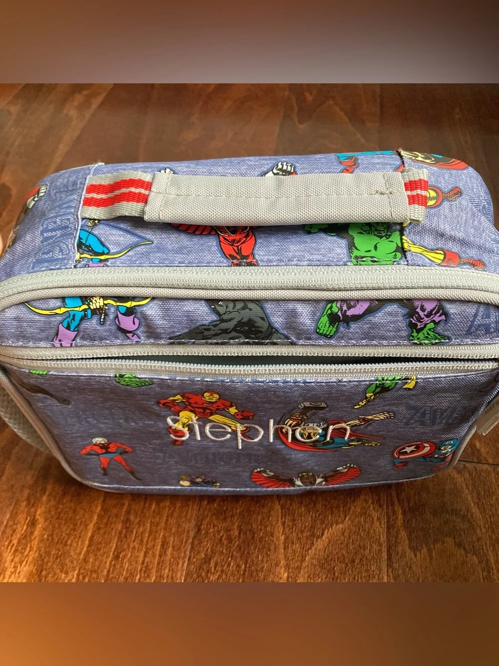 NEW Pottery Barn Marvel Avengers Kids Glow In The Dark Lunch Box STEPHEN name